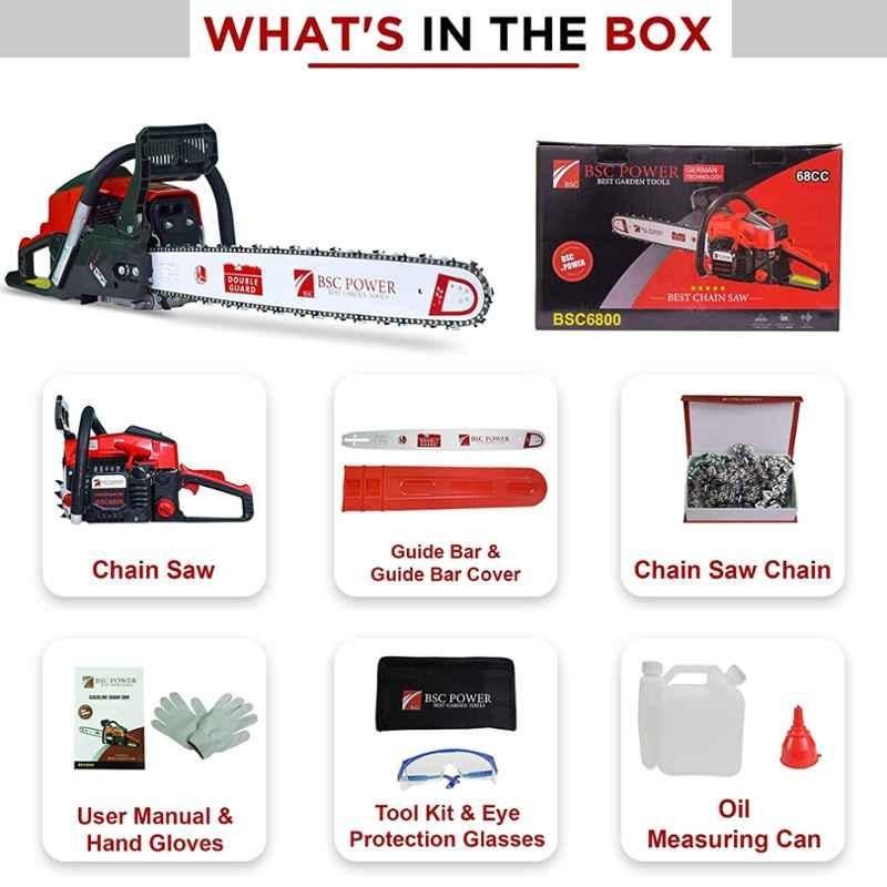BSC Power 6800 22 inch 68CC 2 Stroke Petrol Engine Operated Chain Saw, MTAK-EN-CH-5282 - Image 4