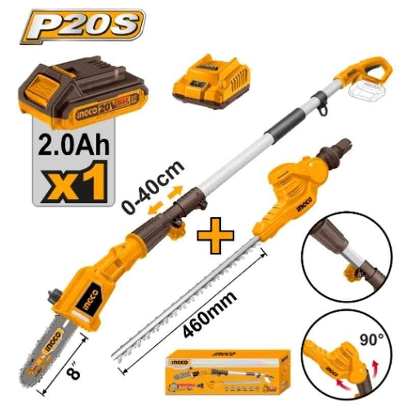 Ingco 20V Lithium-Ion Pole Saw Hedge Trimmer, CPTS201681 - Image 6